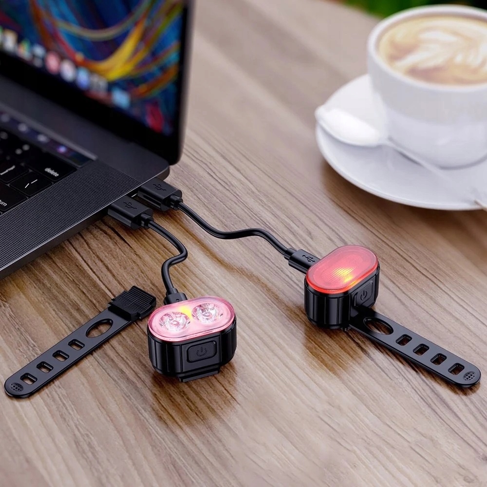 Lampka Rowerowa Światło PRZÓD TYŁ LED na rower kierownicę MOCNA USB jasna EAN (GTIN) 5906700045035